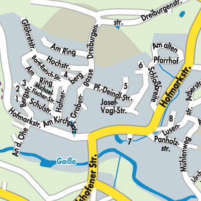 Stadtplan Aicha vorm Wald