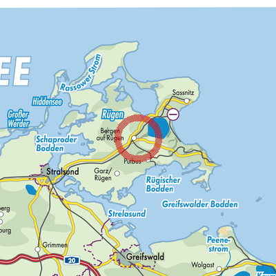 Landkarte Bergen auf Rügen