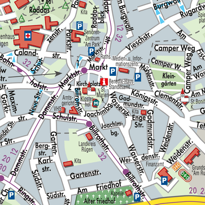 Stadtplan Bergen auf Rügen