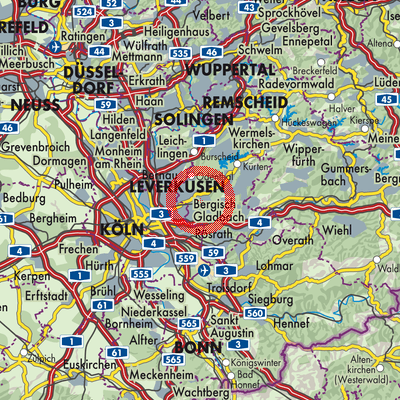 Landkarte Bergisch Gladbach