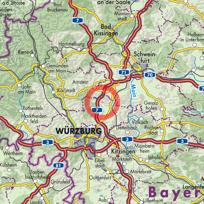 Landkarte Hausen b. Würzburg