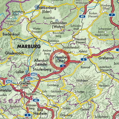 Landkarte Homberg (Ohm)