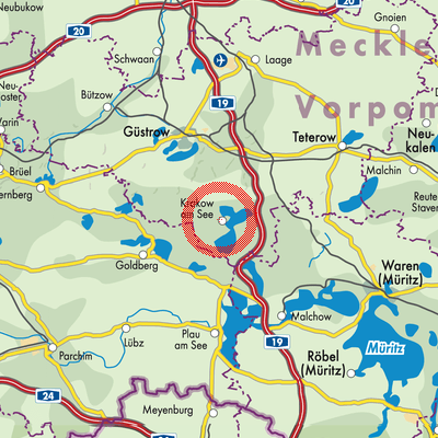 Landkarte Krakow am See