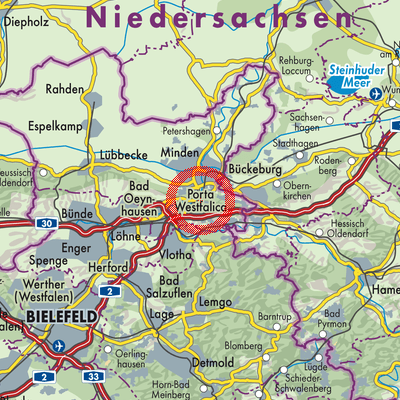 Landkarte Porta Westfalica