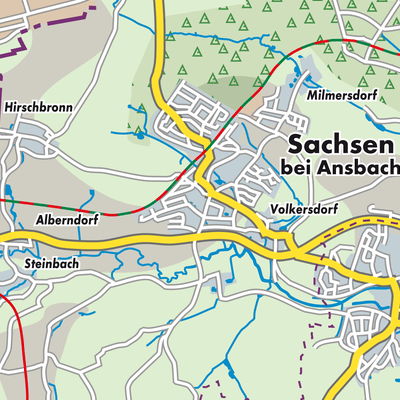 Übersichtsplan Sachsen bei Ansbach