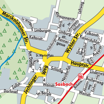 Stadtplan Sasbach am Kaiserstuhl