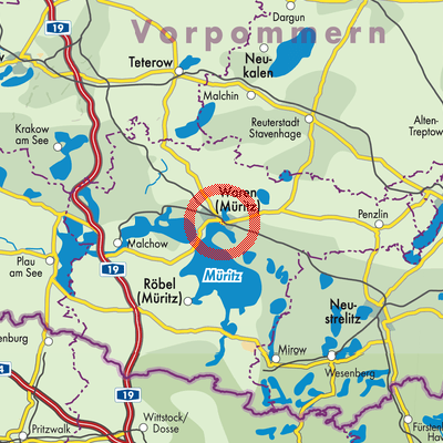 Landkarte Waren (Müritz)