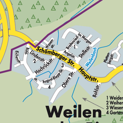 Stadtplan Weilen unter den Rinnen