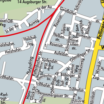 Stadtplan Weilheim in Oberbayern