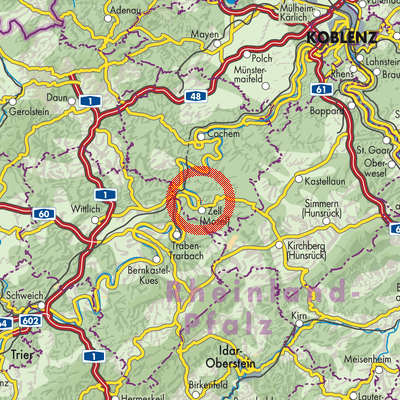Landkarte Zell (Mosel)