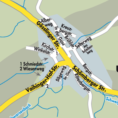 Stadtplan Zimmern unter der Burg