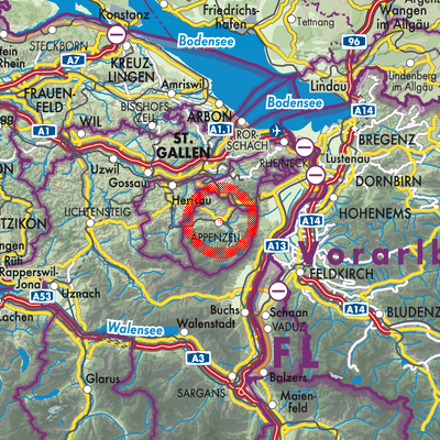 Landkarte Appenzell