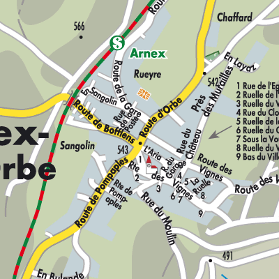 Stadtplan Arnex-sur-Orbe