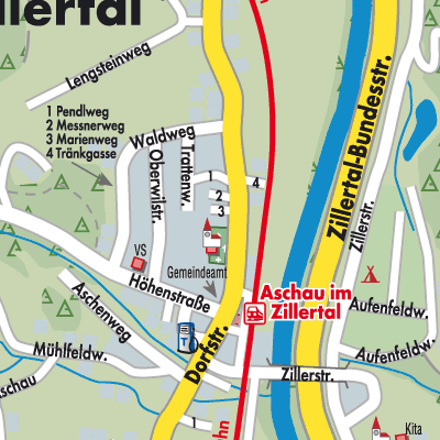 Stadtplan Aschau im Zillertal