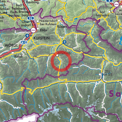 Landkarte Aurach bei Kitzbühel