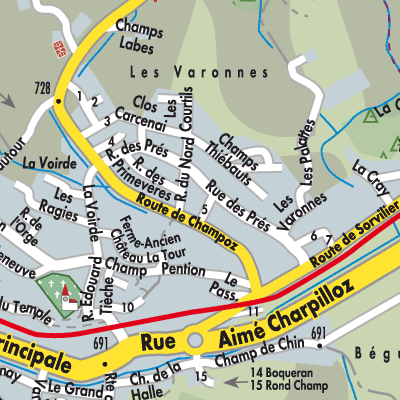 Stadtplan Bévilard (Valbirse)