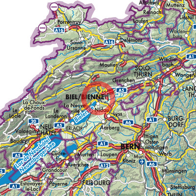 Landkarte Biel/Bienne