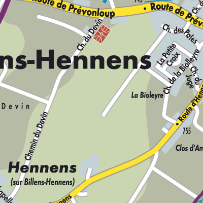Stadtplan Billens-Hennens