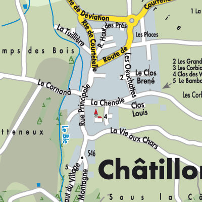 Stadtplan Châtillon (JU)