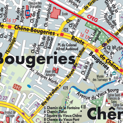 Stadtplan Chêne-Bougeries