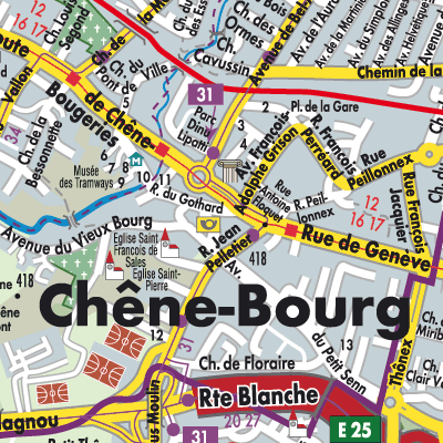Stadtplan Chêne-Bourg