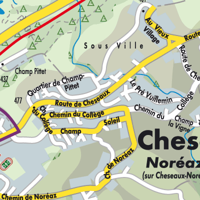 Stadtplan Cheseaux-Noréaz