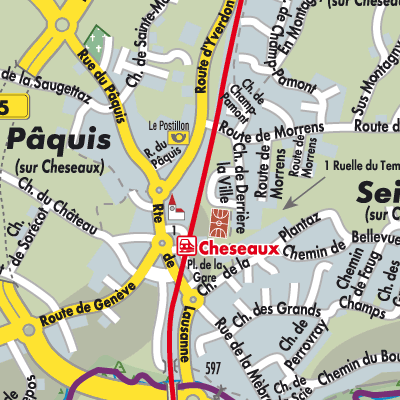 Stadtplan Cheseaux-sur-Lausanne
