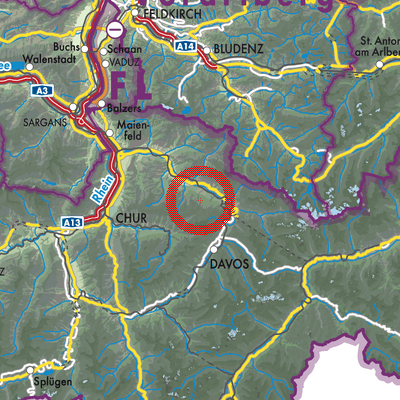 Landkarte Conters im Prättigau