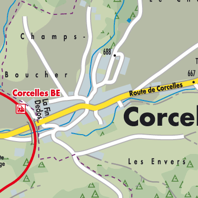 Stadtplan Corcelles (BE)