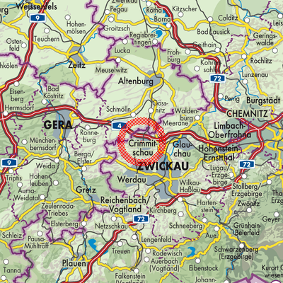 Landkarte Crimmitschau-Dennheritz