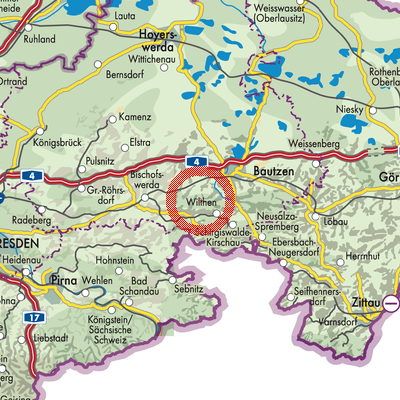Landkarte Dretschen - Drječin