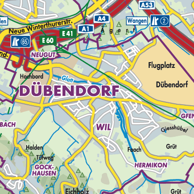 Dübendorf - Stadtpläne und Landkarten