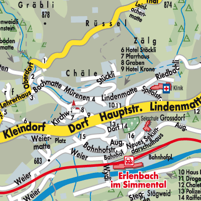 Stadtplan Erlenbach im Simmental