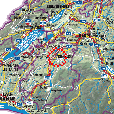 Landkarte Fribourg - Freiburg