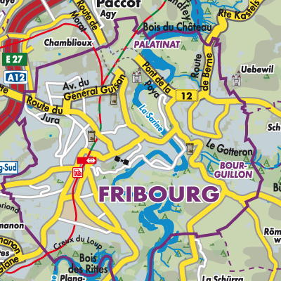 Übersichtsplan Fribourg - Freiburg
