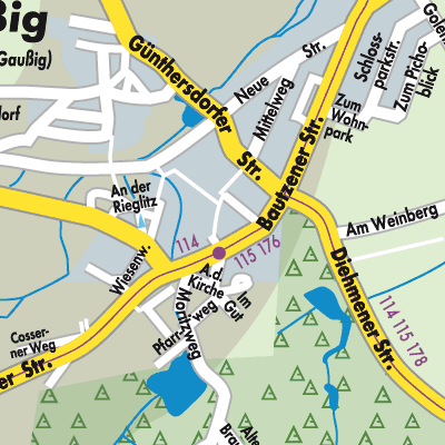 Stadtplan Gaußig - Huska