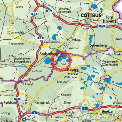 Landkarte Geierswalde - Lejno