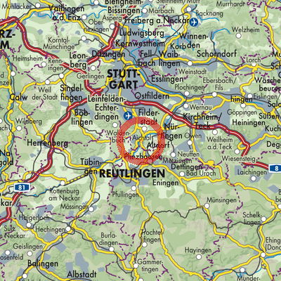 Landkarte Gemeindeverwaltungsverband Neckartenzlingen