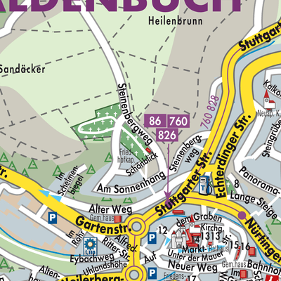 Stadtplan Gemeindeverwaltungsverband Waldenbuch/Steinenbronn