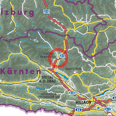Landkarte Gmünd in Kärnten