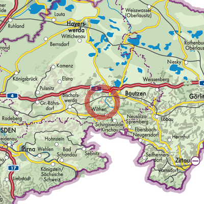 Landkarte Gnaschwitz - Hnašecy