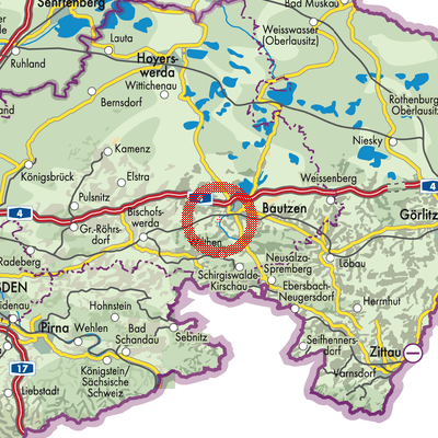 Landkarte Grubschütz - Hrubjelčicy