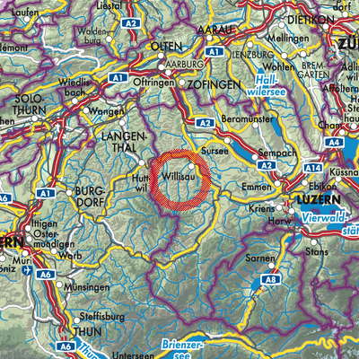 Landkarte Hergiswil bei Willisau