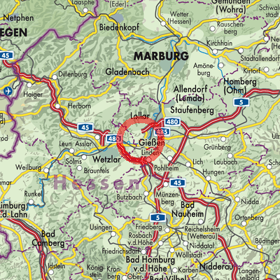 Landkarte Heuchelheim an der Lahn