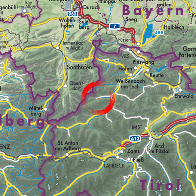 Landkarte Hinterhornbach