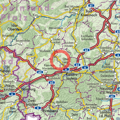 Landkarte Hirschhorn/Pfalz