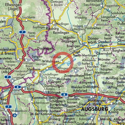 Landkarte Höchstädt an der Donau (VGem)