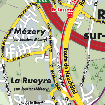 Stadtplan Jouxtens-Mézery