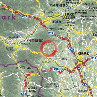 Landkarte Kainach bei Voitsberg