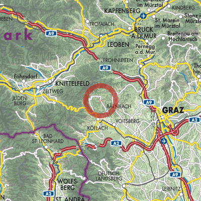 Landkarte Kainach bei Voitsberg